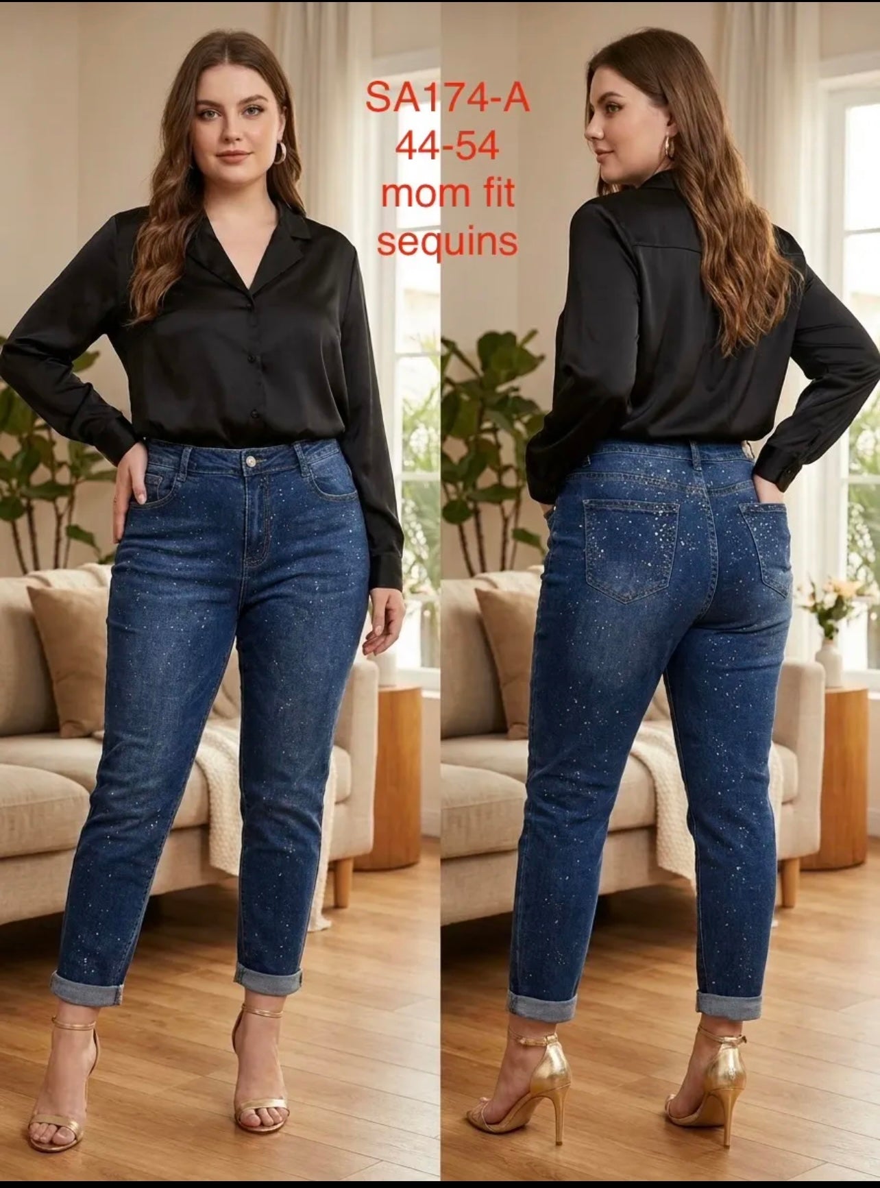 Jeans sequin mom fit