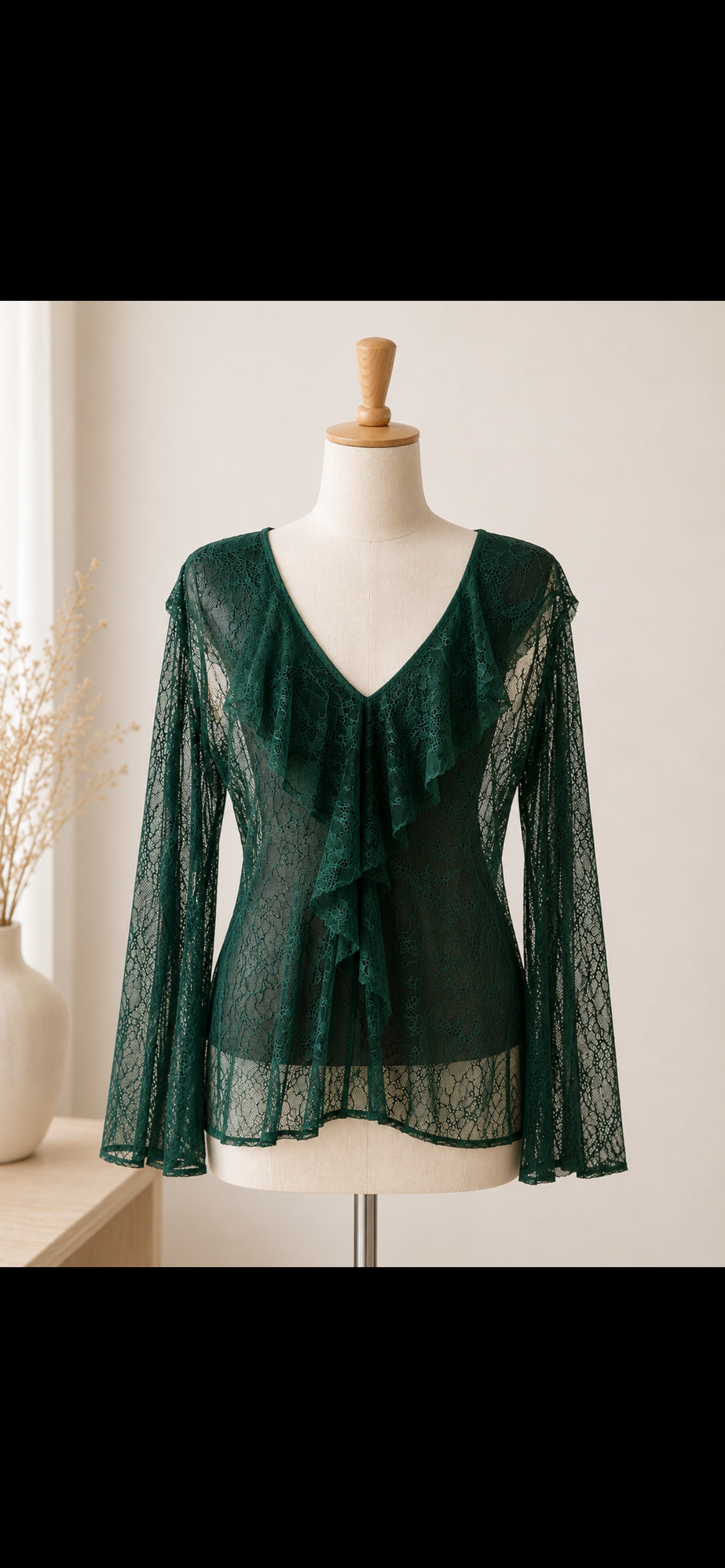 Haut dentelle vert
