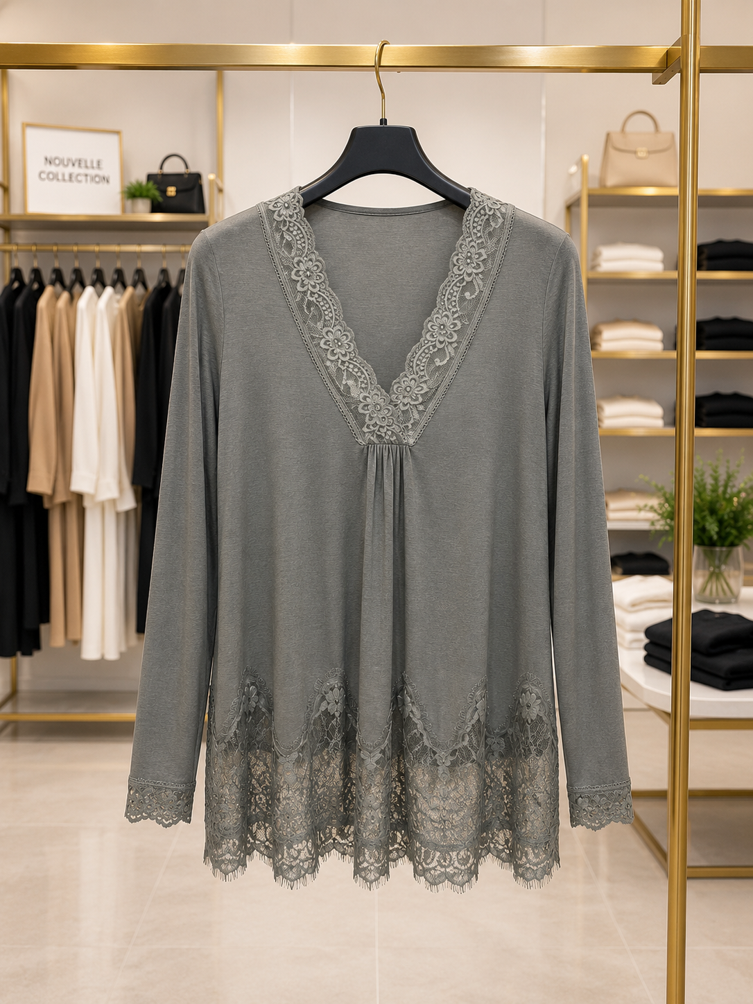 Top Luxe manches longues dentelle